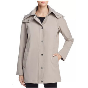 NEW! Calvin Klein L Hooded Raincoat Quilted Interior Waterproof Jacket Tan Beige